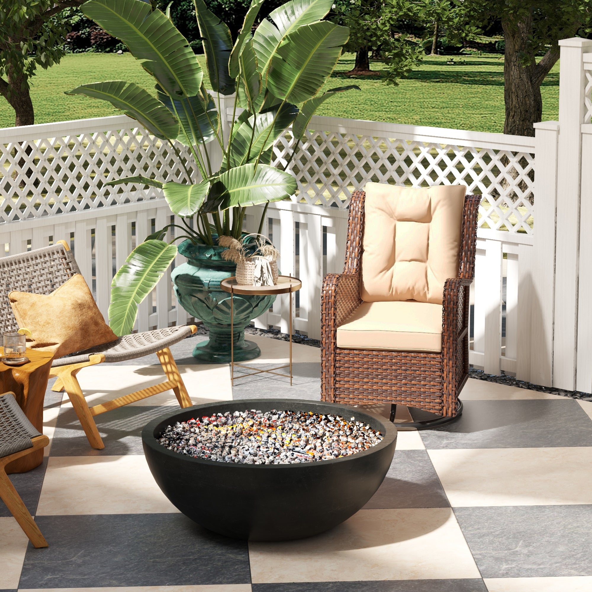 Outsunny PE Rattan 360掳 Swivel Patio Chair with Cushion, Patio Wicker Chair with Armrest, Backrest, Brown