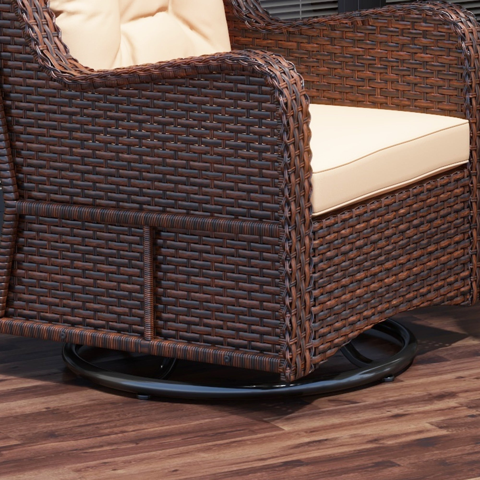 Outsunny PE Rattan 360掳 Swivel Patio Chair with Cushion, Patio Wicker Chair with Armrest, Backrest, Brown