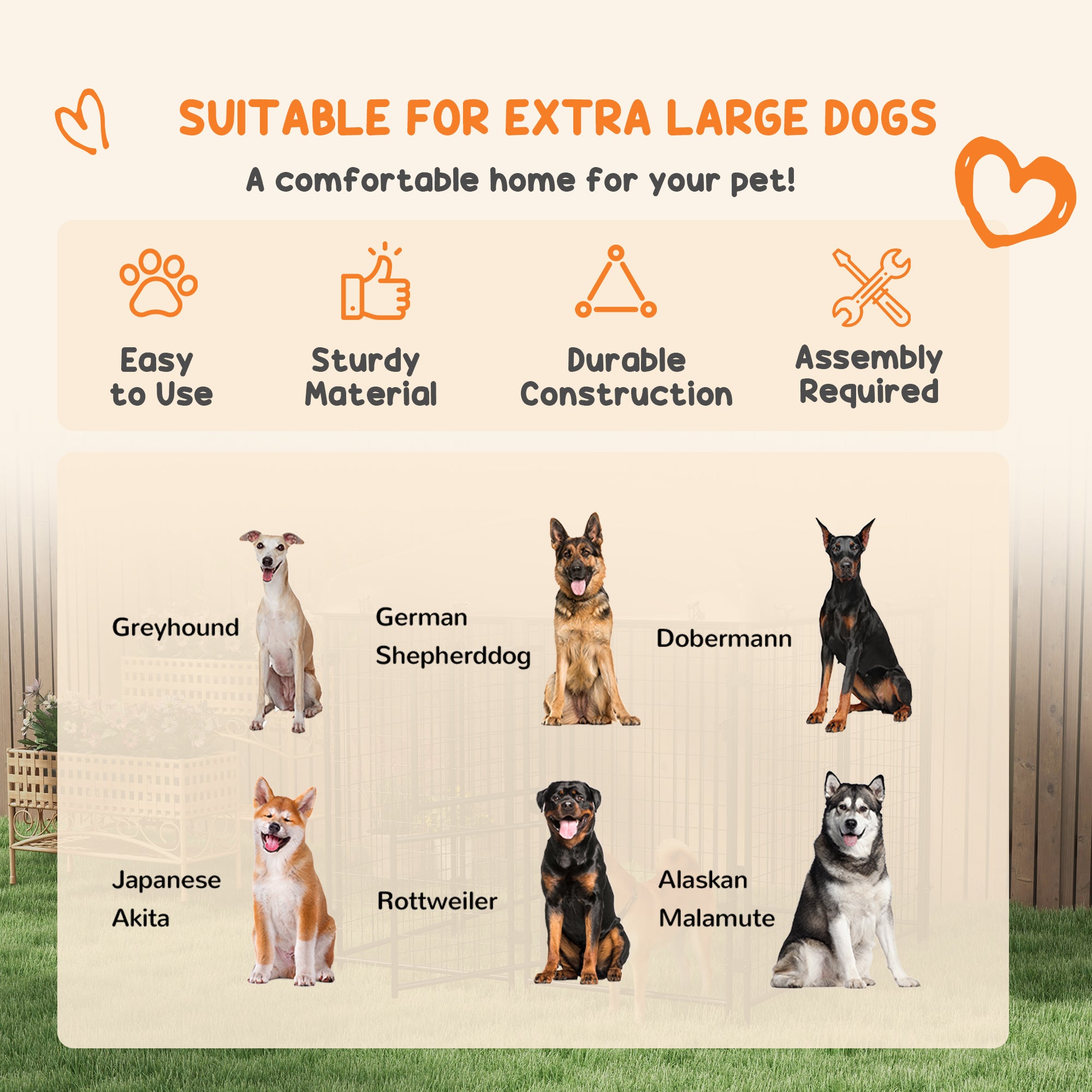 PawHut 7.8' x 4' x 6' Dog Kennel Outdoor with Waterproof Cover, Dog Playpen for Extra Large Dogs with Two Part Door Design, Silver
