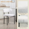HOMCOM Dining Chairs Set of 4, Modern Kitchen Chairs with Berber Fleece Upholstery and Steel Legs for Living Room, Bedroom, Cream White