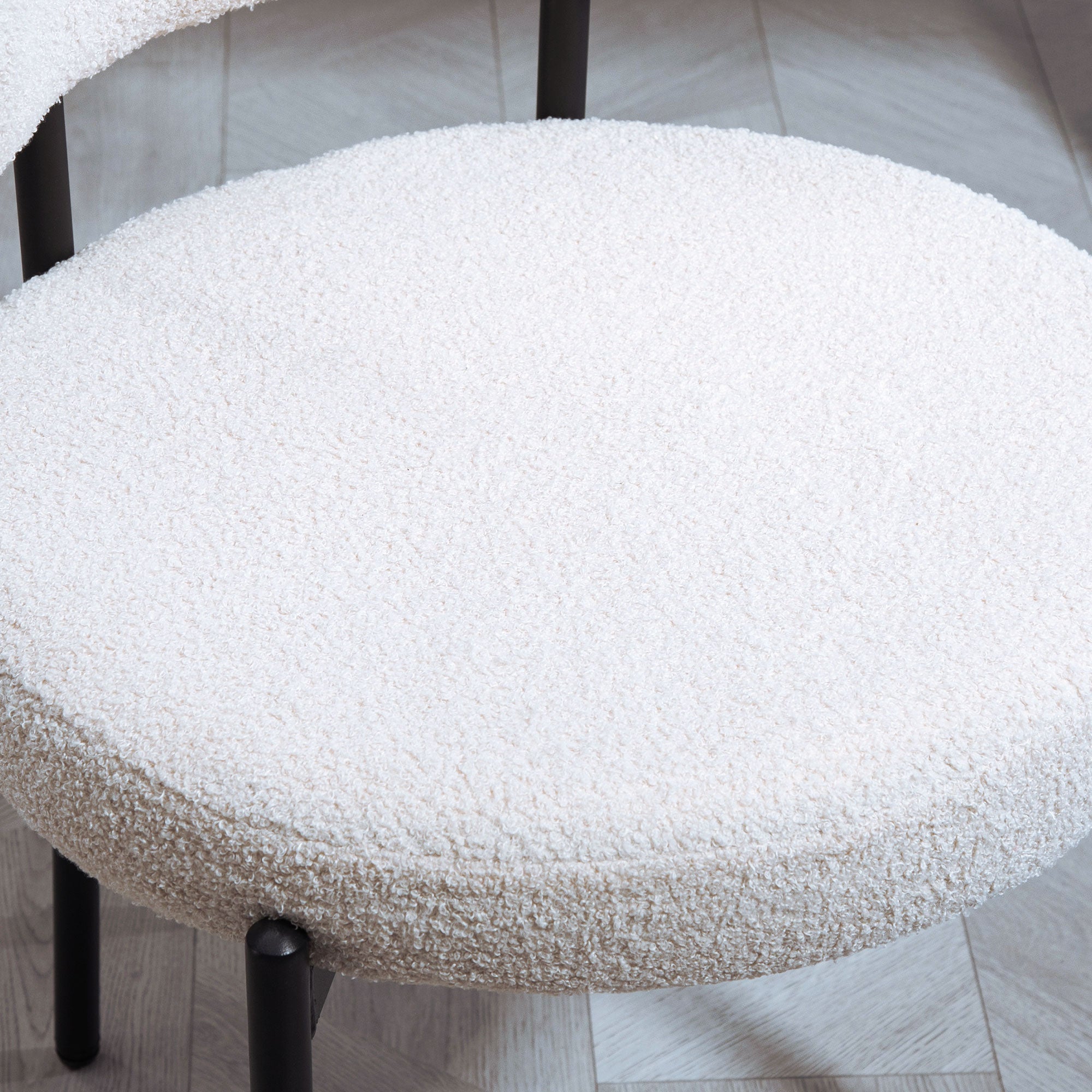 HOMCOM Dining Chairs Set of 4, Modern Kitchen Chairs with Berber Fleece Upholstery and Steel Legs for Living Room, Bedroom, Cream White