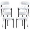 HOMCOM Dining Chairs Set of 4, Modern Kitchen Chairs with Berber Fleece Upholstery and Steel Legs for Living Room, Bedroom, Cream White
