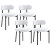 HOMCOM Dining Chairs Set of 4, Modern Kitchen Chairs with Berber Fleece Upholstery and Steel Legs for Living Room, Bedroom, Cream White