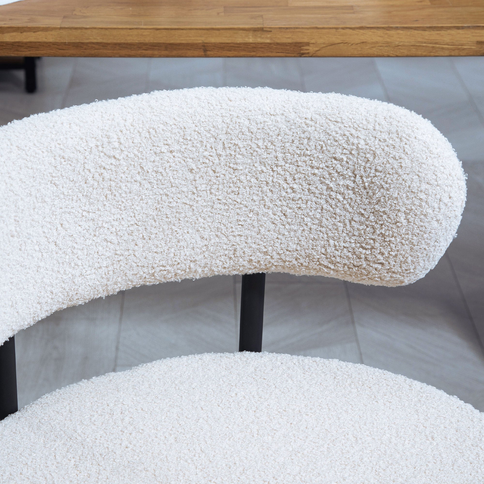 HOMCOM Dining Chairs Set of 4, Modern Kitchen Chairs with Berber Fleece Upholstery and Steel Legs for Living Room, Bedroom, Cream White