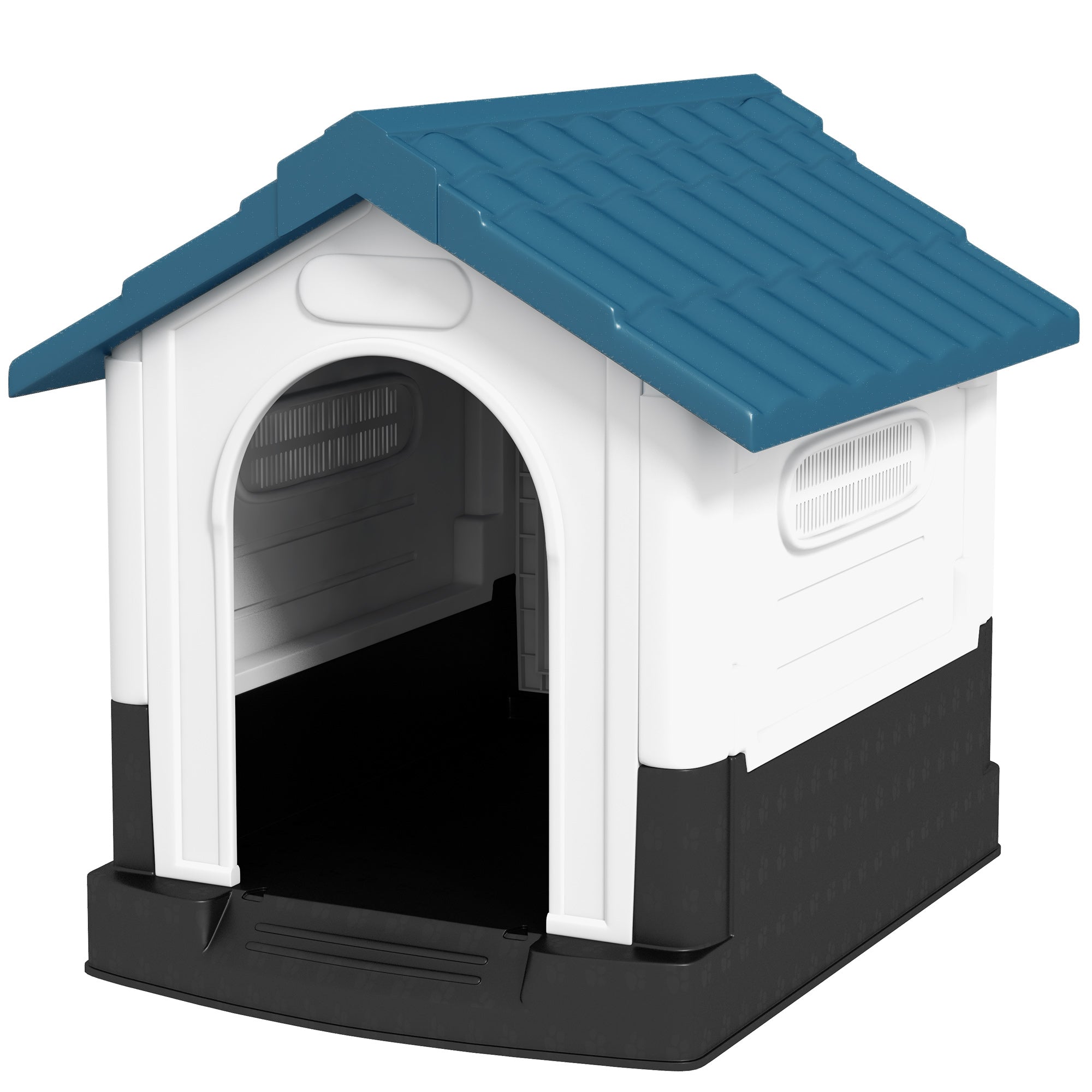 PawHut Dog Kennel for Outside, Plastic Dog House, Water-Resistant Pet Shelter with Windows, for Garden Patio, Miniature and Small Dogs, 80 x 69 x 76cm - Blue