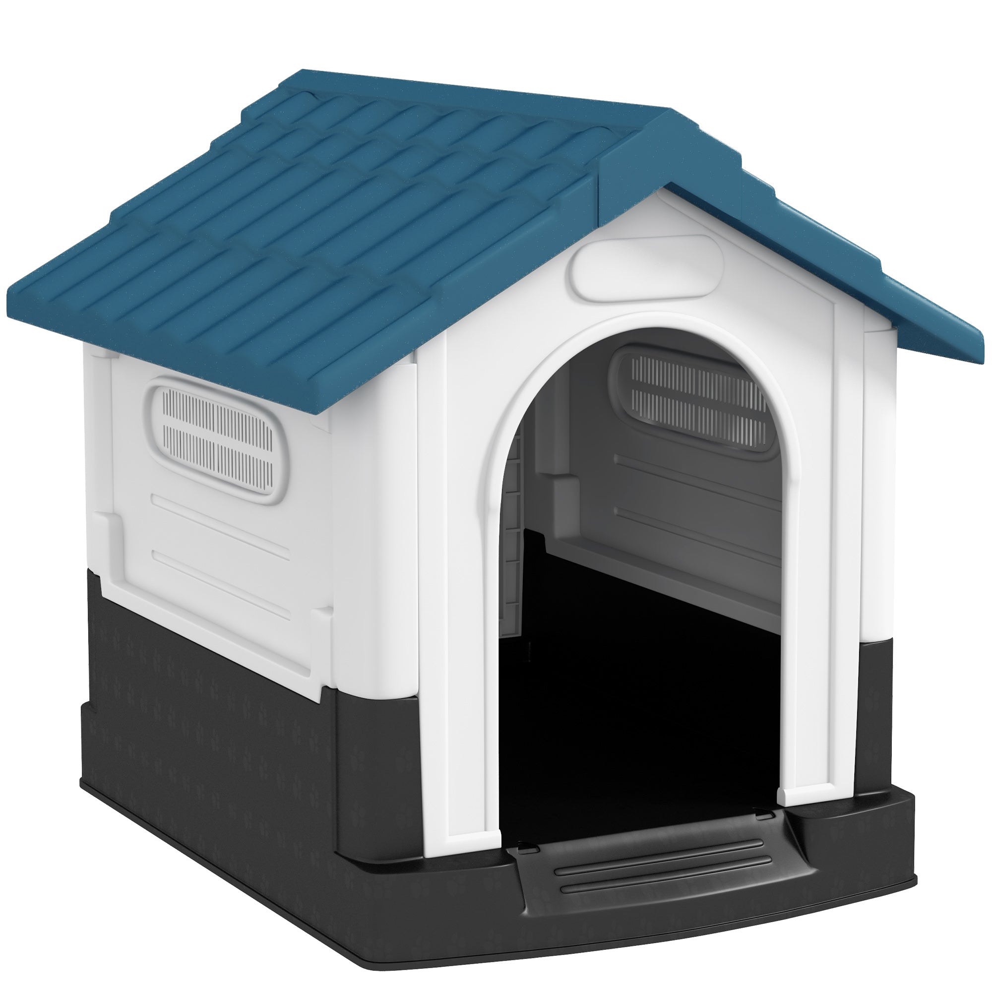 PawHut Dog Kennel for Outside, Plastic Dog House, Water-Resistant Pet Shelter with Windows, for Garden Patio, Miniature and Small Dogs, 80 x 69 x 76cm - Blue