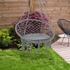 Outsunny Patio Hammock Chair, Hanging Rope Hammock Swing for Indoor & Outdoor Use with Backrest, Cotton-Polyester Blend, Fringe Tassels, Dark Grey