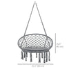 Outsunny Patio Hammock Chair, Hanging Rope Hammock Swing for Indoor & Outdoor Use with Backrest, Cotton-Polyester Blend, Fringe Tassels, Dark Grey