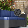 Outsunny Deluxe 3 Seat Rattan Wicker Sofa Garden Outdoor Patio Furniture with Cushion, Navy Blue