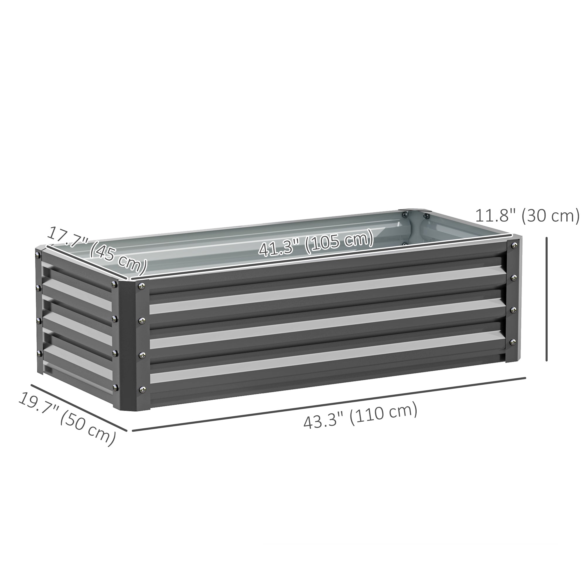Outsunny Set of 2 Raised Garden Bed, Steel Planters for Outdoor Plants, Elevated Planter Box, Easy-to-assemble, for Growing Flowers, Herbs and Vegetables, Light Grey