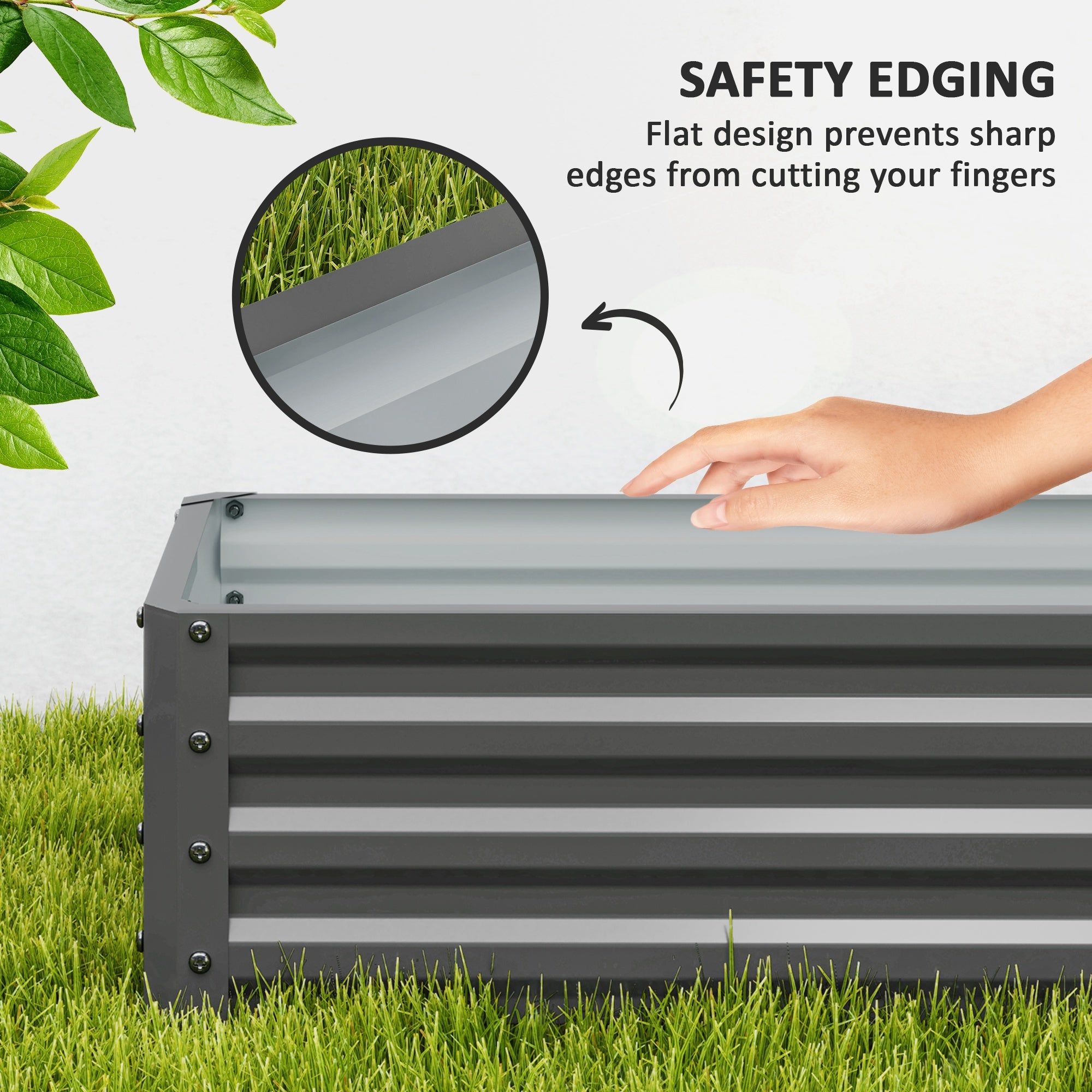Outsunny Set of 2 Raised Garden Bed, Steel Planters for Outdoor Plants, Elevated Planter Box, Easy-to-assemble, for Growing Flowers, Herbs and Vegetables, Light Grey