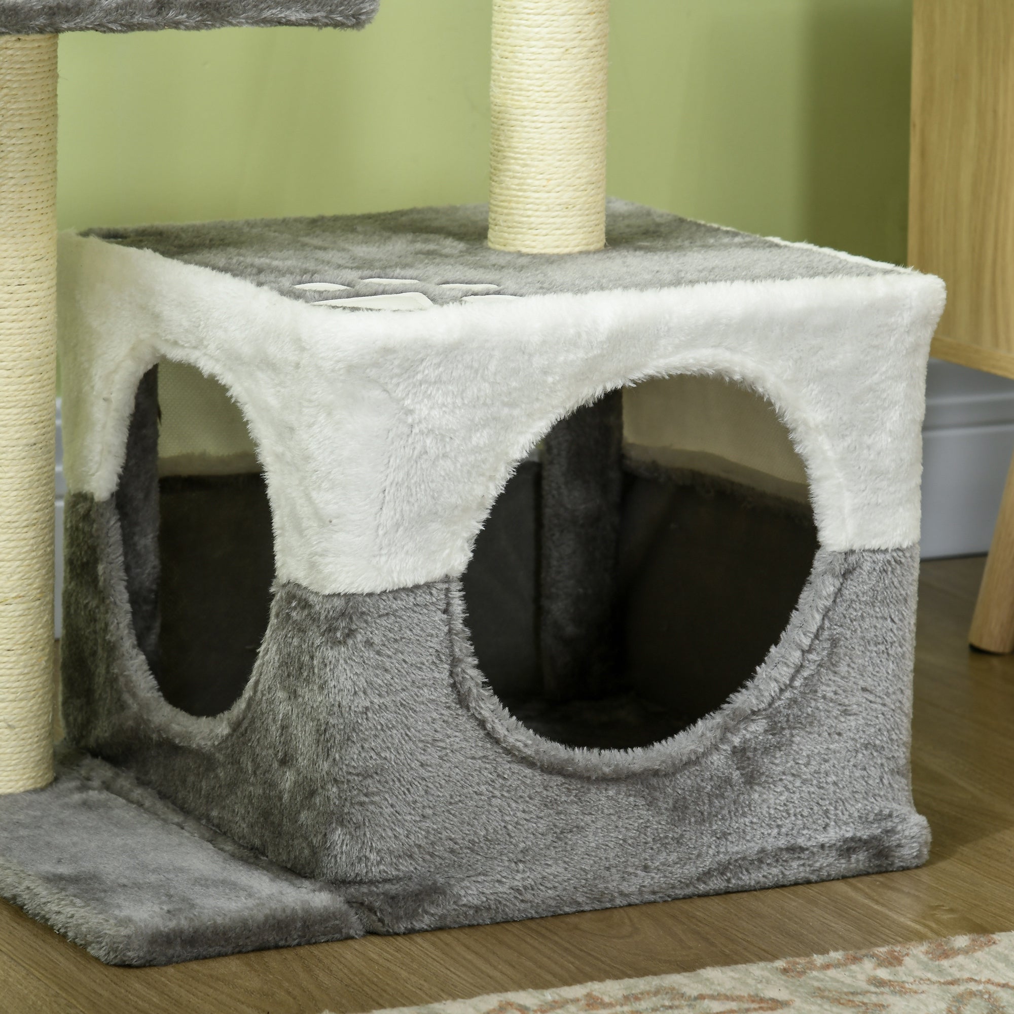 PawHut Cat Tree Tower for Indoor Cats Kitten House Scratching Posts with Condo Perch Interactive Mouse Toy, 45 x 33 x 70 cm, Grey