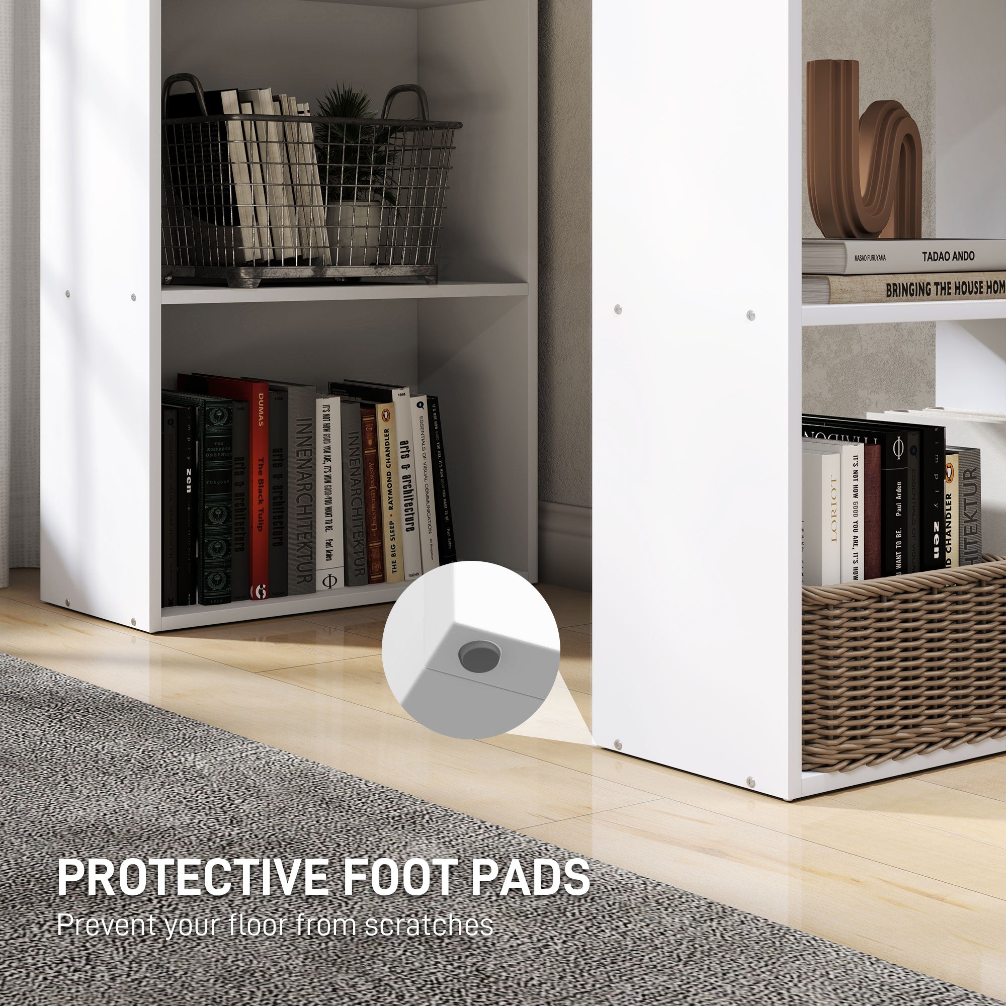 HOMCOM Modern Computer Desk with Storage Shelves, 47" Writing Table Workstation with Bookshelf for Home Office, White