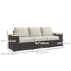 Outsunny 3-Seat Outdoor Couch with Cushions, PE Rattan Patio Couch with Wood Grain Armrests, Outdoor Sofa for Porch, Sunroom, Garden, Poolside, Cream White