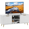 HOMCOM TV Stand with Storage for 55 Inch TV, Modern TV Table with 2 Open Shelves and 2 Cabinets, TV Console for Living Room, White