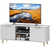 HOMCOM TV Stand with Storage for 55 Inch TV, Modern TV Table with 2 Open Shelves and 2 Cabinets, TV Console for Living Room, White