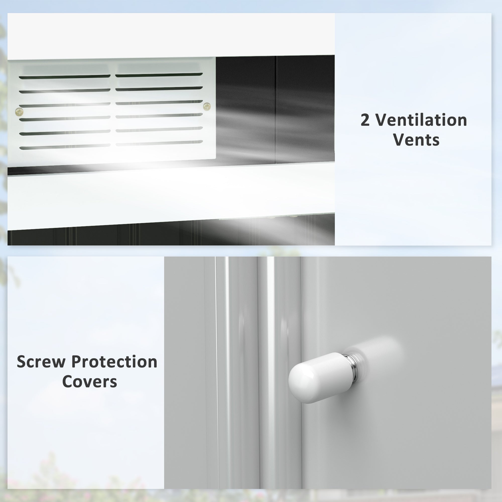 Outsunny 9' x 4' Metal Storage Shed, Garden Tool House with Foundation Kit, Double Sliding Doors, Air Vents for Backyard, Patio, Lawn, Dark Grey