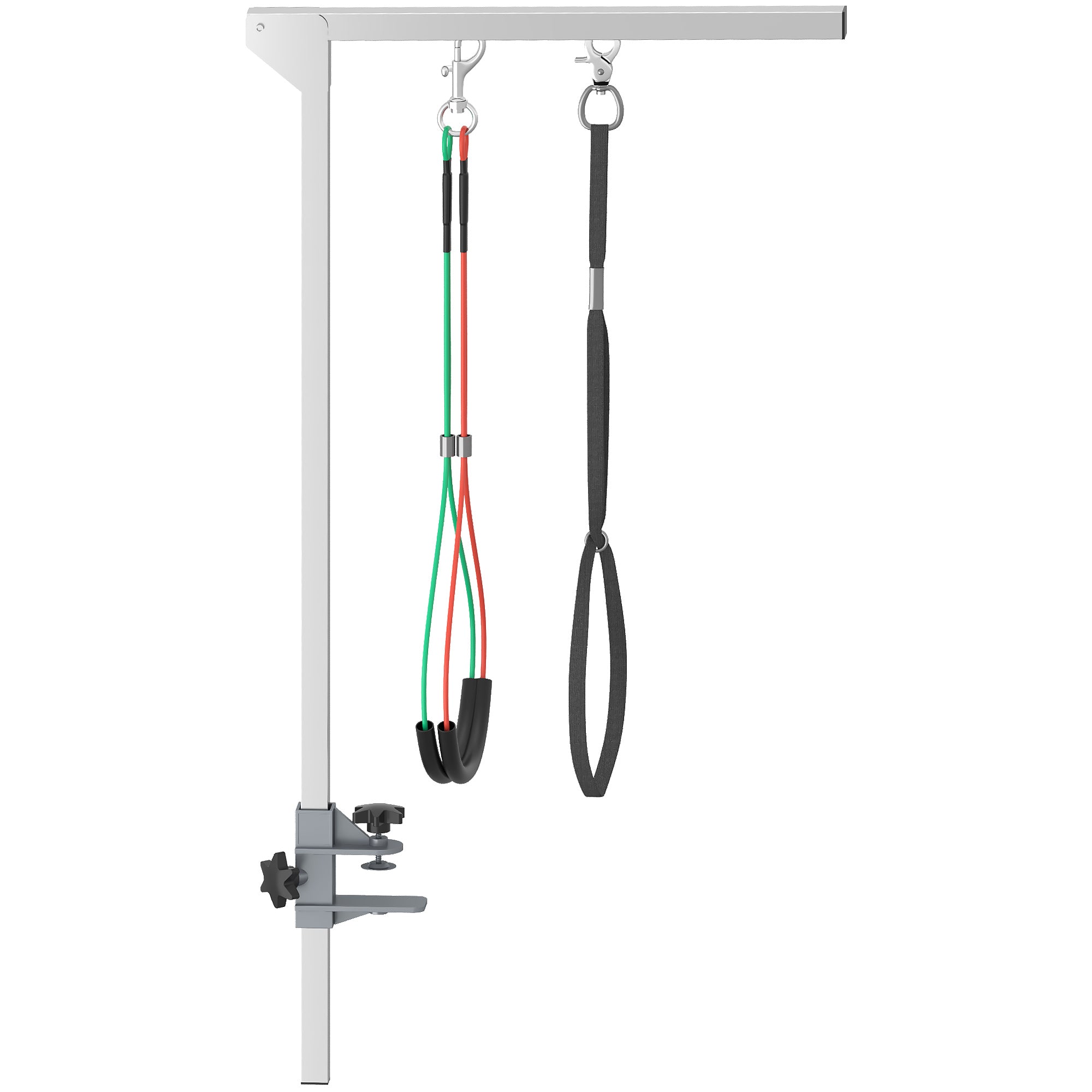PawHut Foldable Pet Grooming Arm w/ Clamp 30 Inch Height Adjustable, Dog Grooming Loop, Two No Sit Haunch Holders for Small Medium Dogs, Sliver