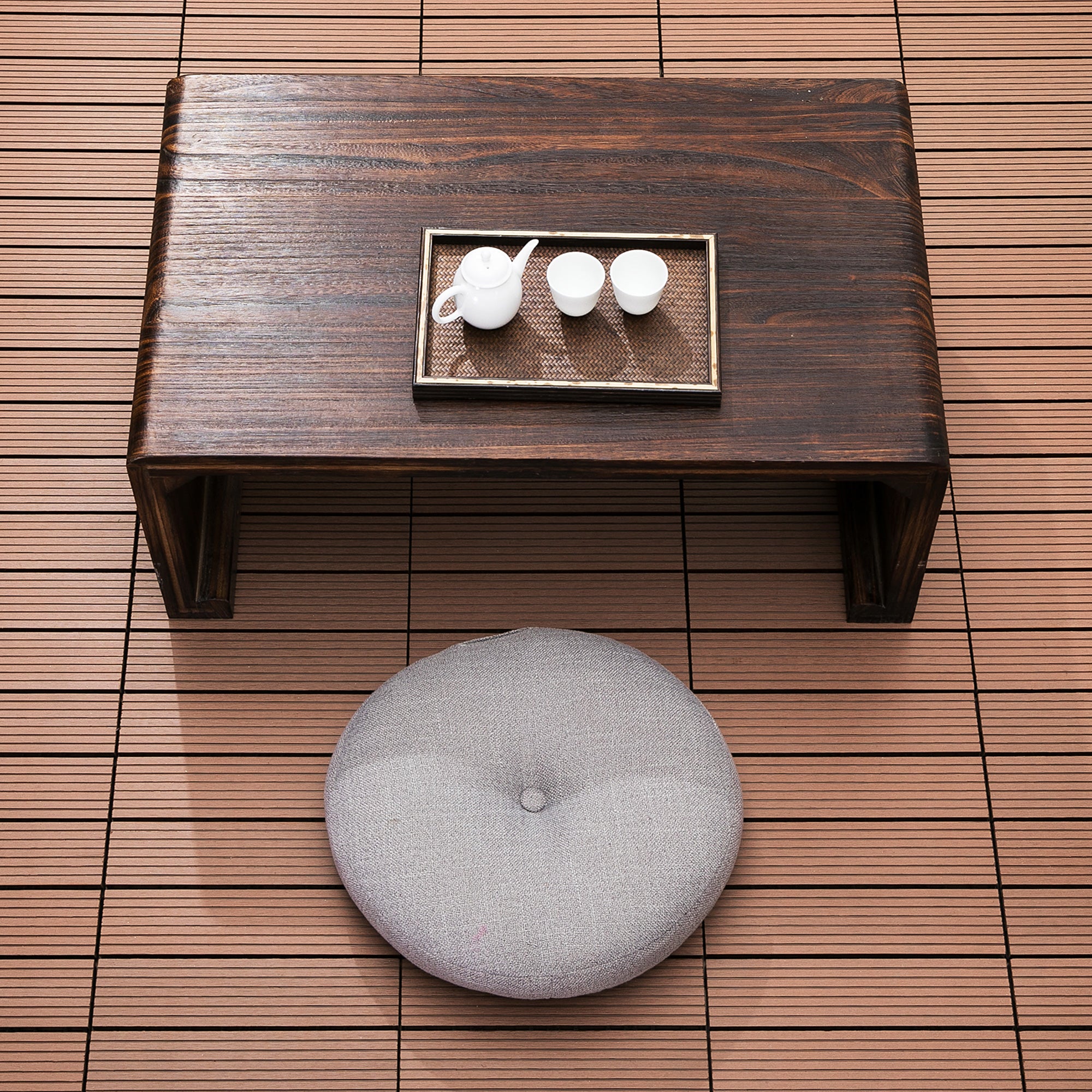 Outsunny 11 Pcs Plastic Interlocking Deck Tiles, 12" x 12" Non-slip Outdoor Flooring Tiles, 11 sq.ft. per Pack, All Weather for Indoor Outdoor Patio Balcony, Light Brown