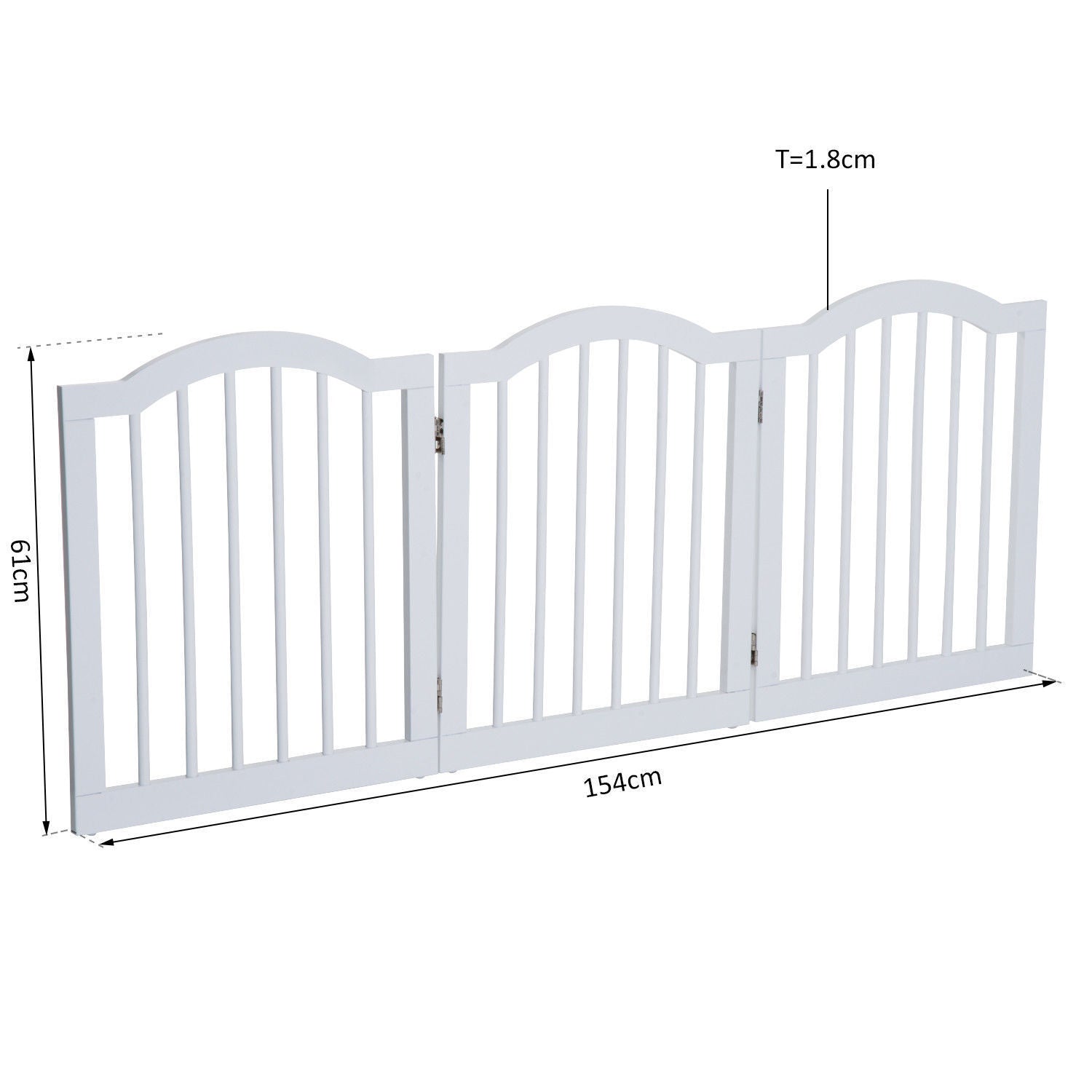 Pawhut Wooden Foldable Dog Gate Stepover Panel Pet Fence Freestanding Safety Barrier for the House, Doorway, Stairs(White)