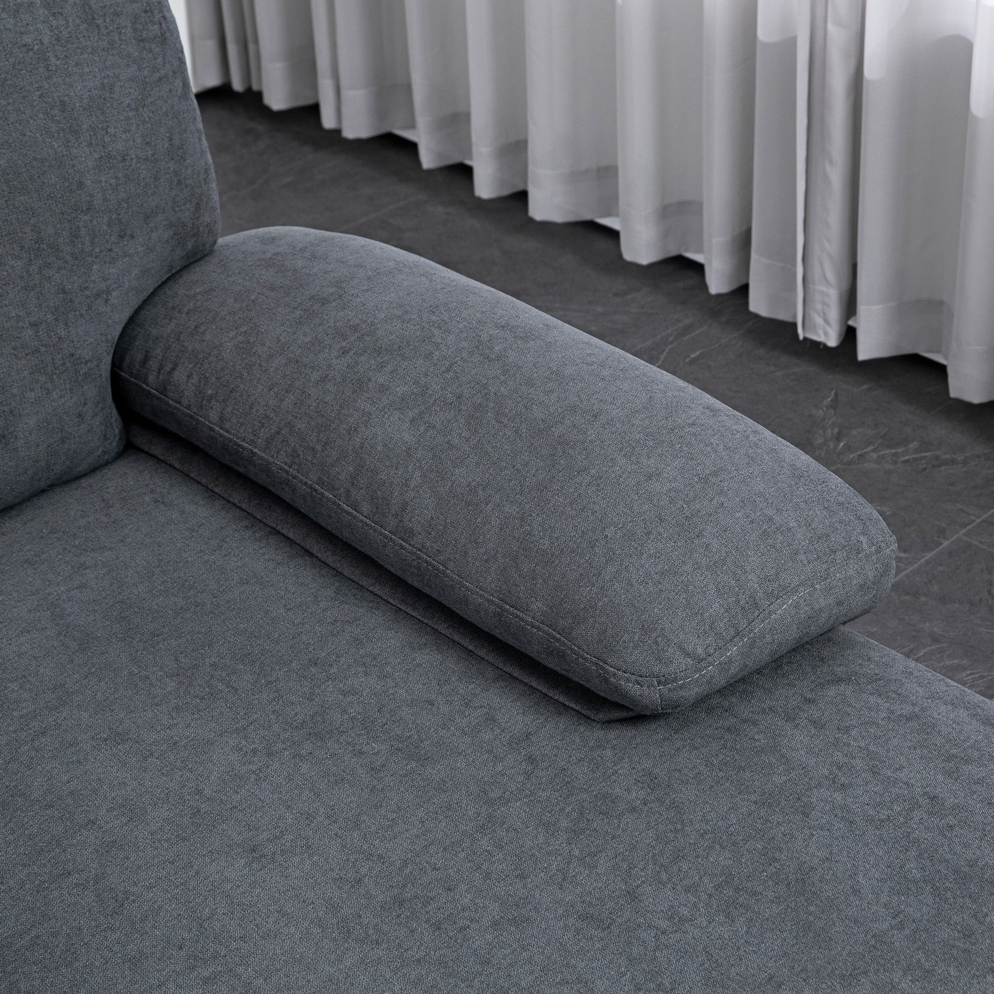 HOMCOM Sectional Sofa, 4 Seater Corner Sofa with Double Chaise Lounge, Modern U Shape Couch with Wooden Legs and Arms, Fabric Sofa for Living Room, Bedroom, Dark Grey