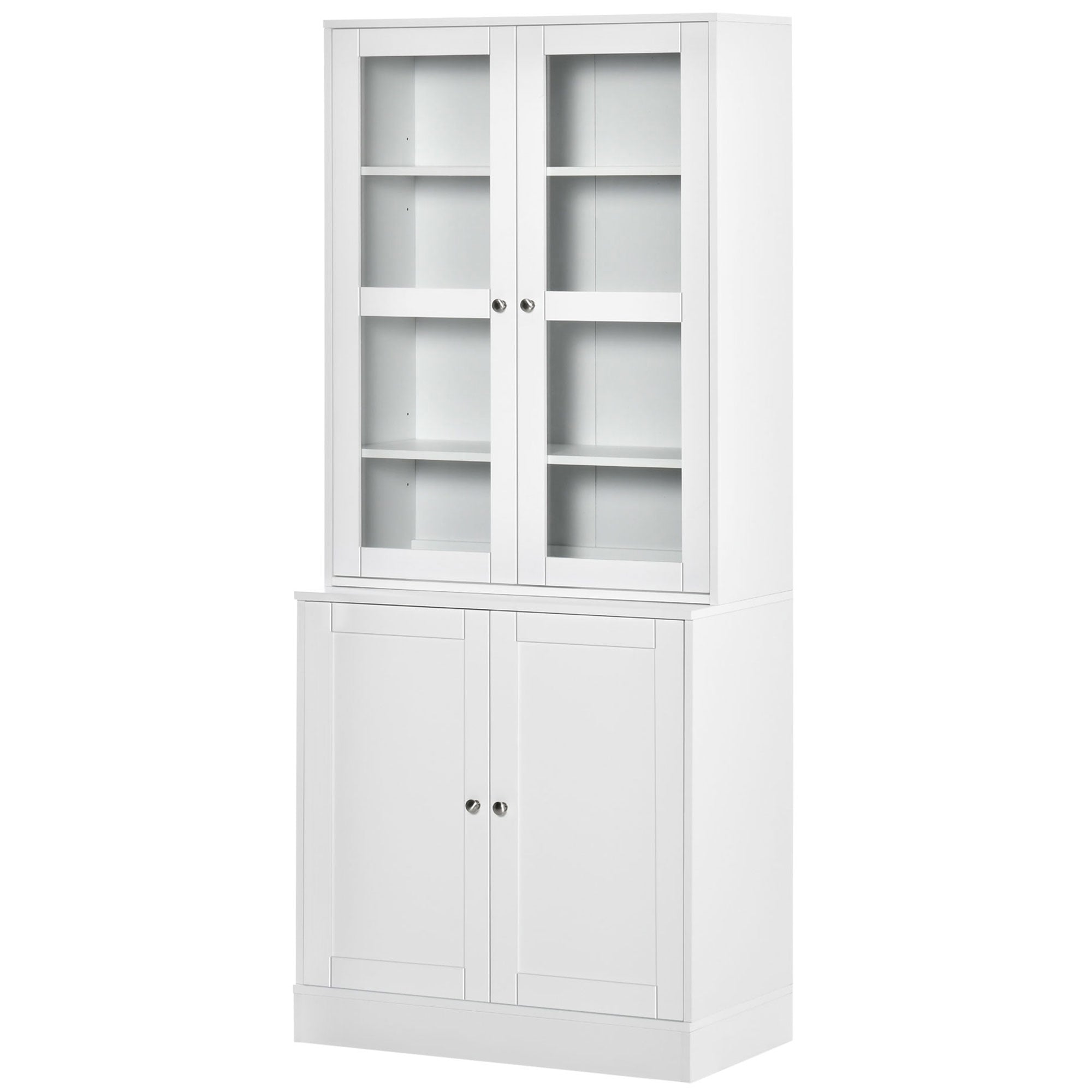 HOMCOM Bookcase Storage Cabinet with Doors, Modern Tall Bookshelf with 2 Adjustable Shelves, Display Unit for Study, Living Room, Home Office, White