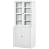 HOMCOM Bookcase Storage Cabinet with Doors, Modern Tall Bookshelf with 2 Adjustable Shelves, Display Unit for Study, Living Room, Home Office, White