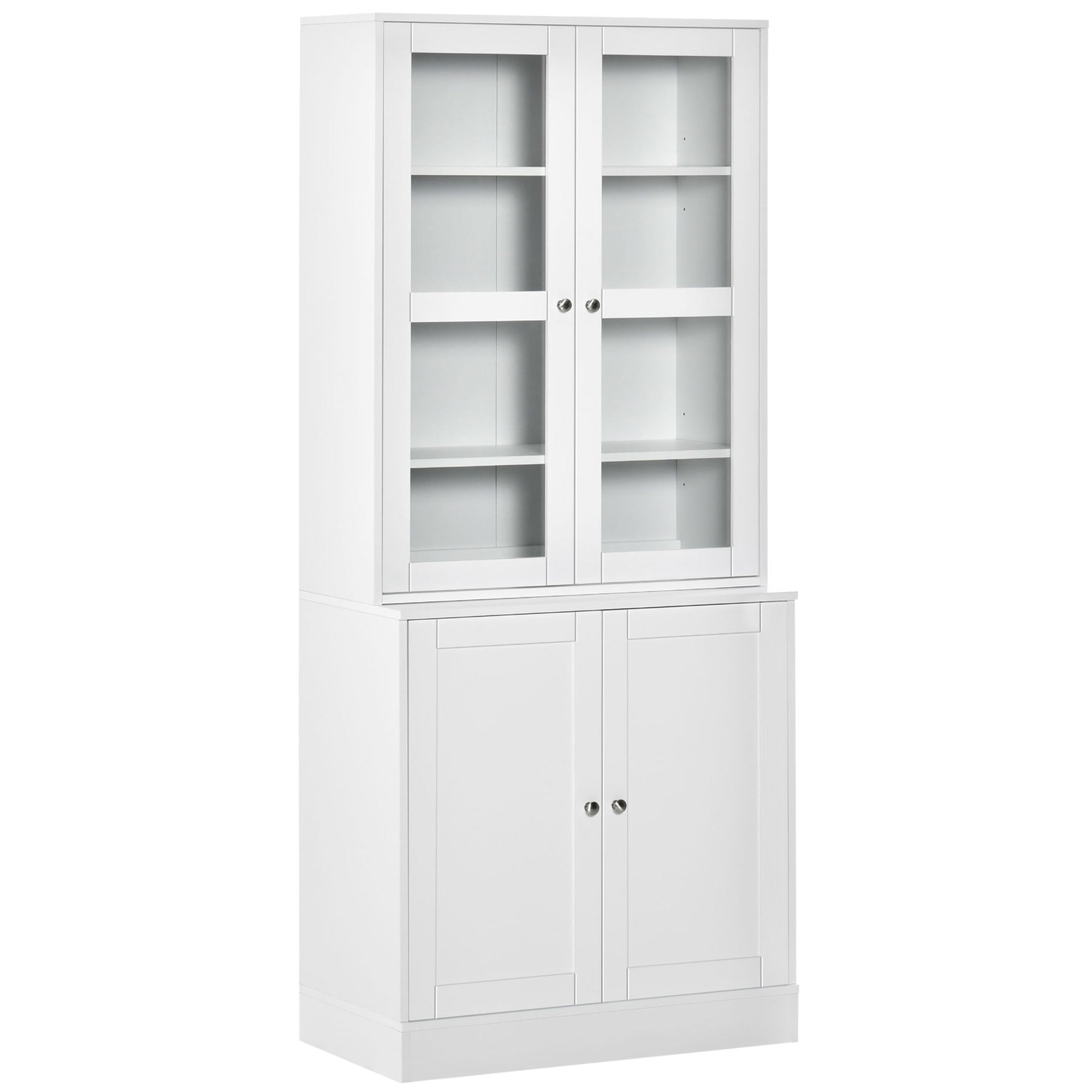 HOMCOM Bookcase Storage Cabinet with Doors, Modern Tall Bookshelf with 2 Adjustable Shelves, Display Unit for Study, Living Room, Home Office, White