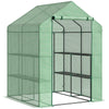 Outsunny 56" x 54" x 74" Walk-in Greenhouse Portable Garden Plant Flower Seed Warm House with 8 Shelves Outdoor Plant Growth Hot House PE Cover Green