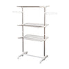 HOMCOM 3-Tier Clothes Drying Rack, Stainless Steel Laundry Rack with 2 Side Wings and 6 Castors, Collapsible Adjustable Clothes Airer for Indoor Outdoor, White