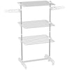 HOMCOM 3-Tier Clothes Drying Rack, Stainless Steel Laundry Rack with 2 Side Wings and 6 Castors, Collapsible Adjustable Clothes Airer for Indoor Outdoor, White