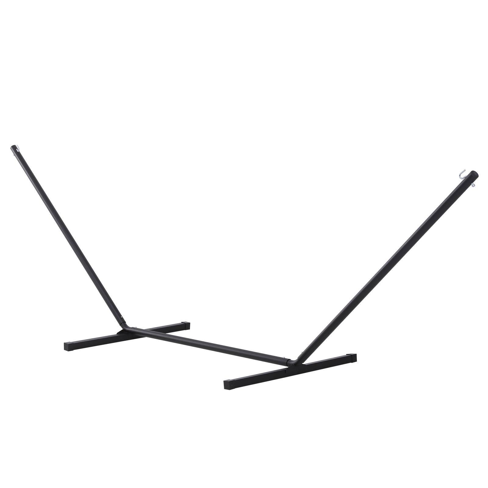 Outsunny 11.8'L Hammock Stand Extra Long Heavy Duty Straight Pole Day Bed Swing Metal Frame Simple Set Up Garden Outdoor Camping Picnic Use Black