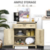 HOMCOM Sideboard Buffet Cabinet, Farmhouse Kitchen Storage Cabinet with Rustic Barn Door and Drawer, Oak