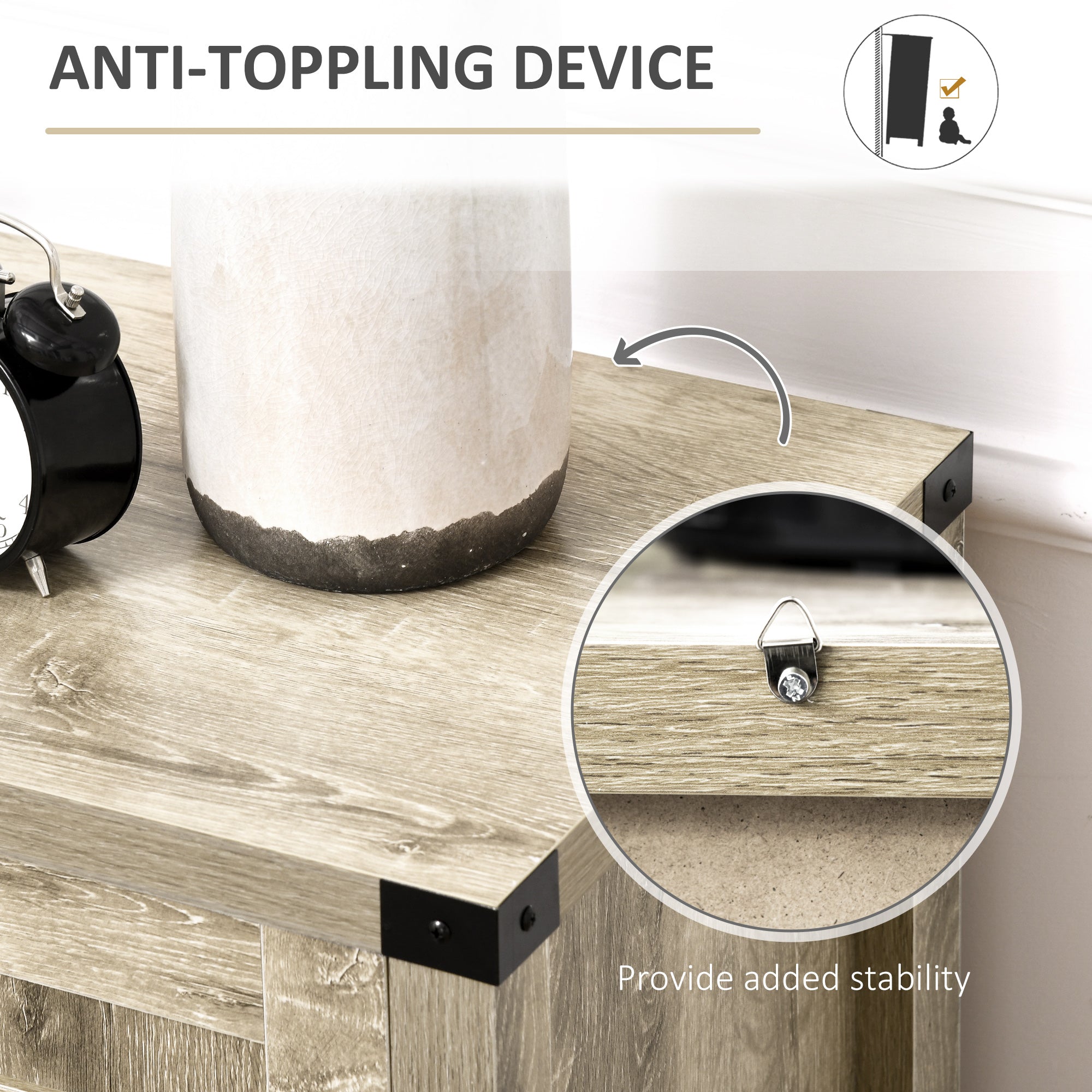 HOMCOM Sideboard Buffet Cabinet, Farmhouse Kitchen Storage Cabinet with Rustic Barn Door and Drawer, Oak