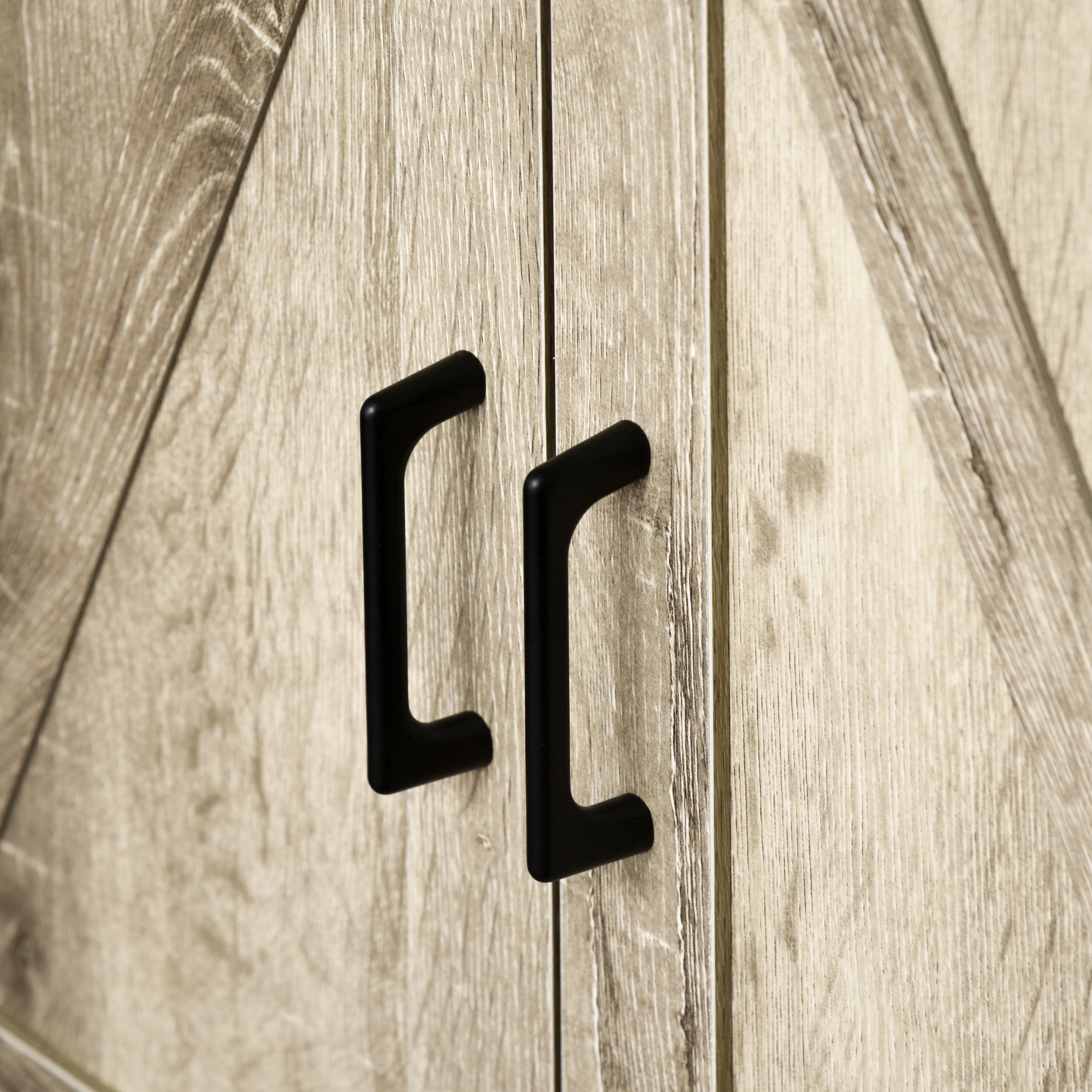 HOMCOM Sideboard Buffet Cabinet, Farmhouse Kitchen Storage Cabinet with Rustic Barn Door and Drawer, Oak