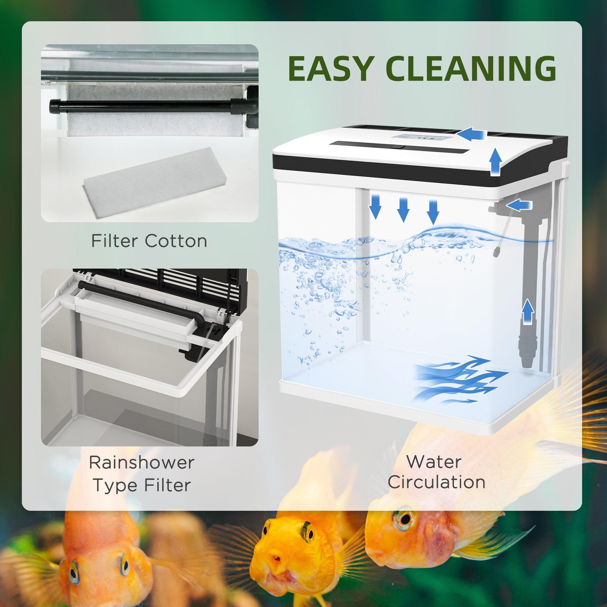 PawHut Aquarium, 28L Glass Fish Tank with Filter, LED Lighting, Water Pump, for Bettas, Guppies, Mini Parrot Fishes, Shrimp, Goldfish, 38 x 26 x 39.5cm