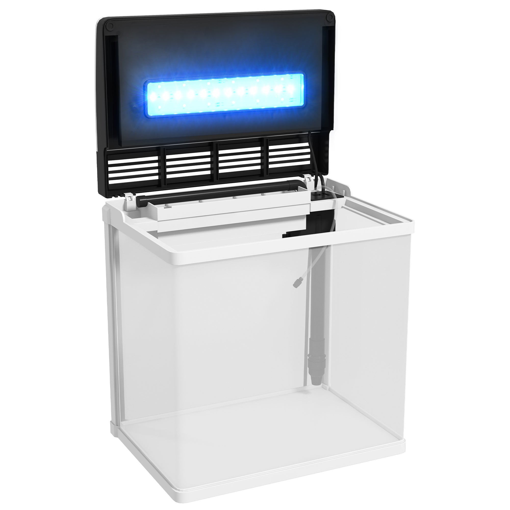 PawHut Aquarium, 28L Glass Fish Tank with Filter, LED Lighting, Water Pump, for Bettas, Guppies, Mini Parrot Fishes, Shrimp, Goldfish, 38 x 26 x 39.5cm