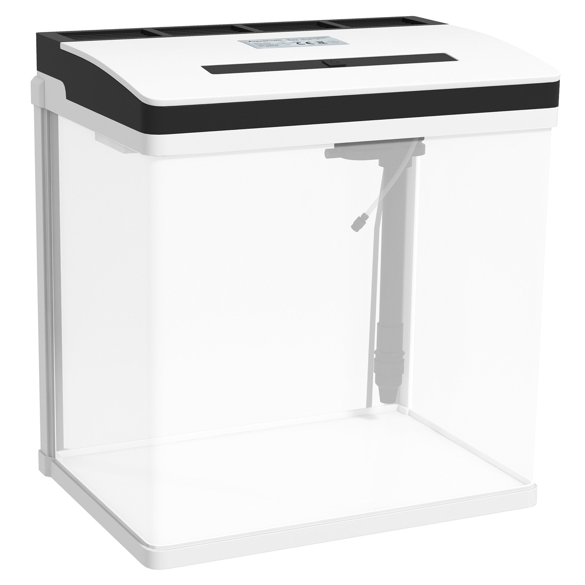 PawHut Aquarium, 28L Glass Fish Tank with Filter, LED Lighting, Water Pump, for Bettas, Guppies, Mini Parrot Fishes, Shrimp, Goldfish, 38 x 26 x 39.5cm