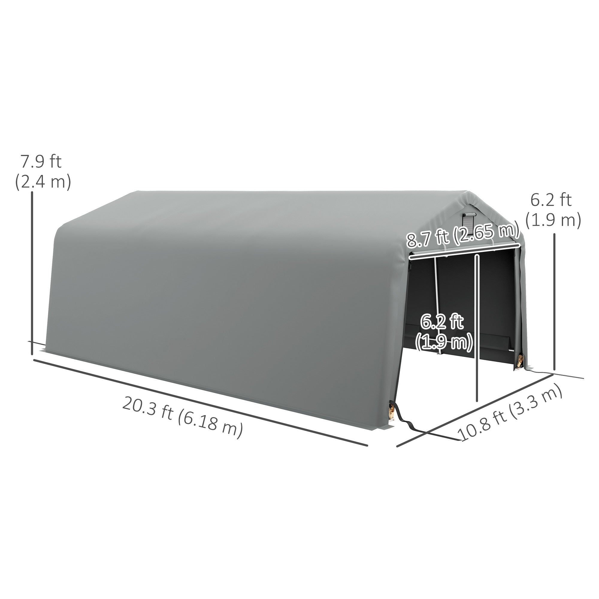 Outsunny 11' x 20' Heavy Duty Carport, Portable Garage Canopy Tent with 2 Ventilation Windows and Large Door, for Car, Truck, Boat, Motorcycle, Bike, Garden Tools, Grey