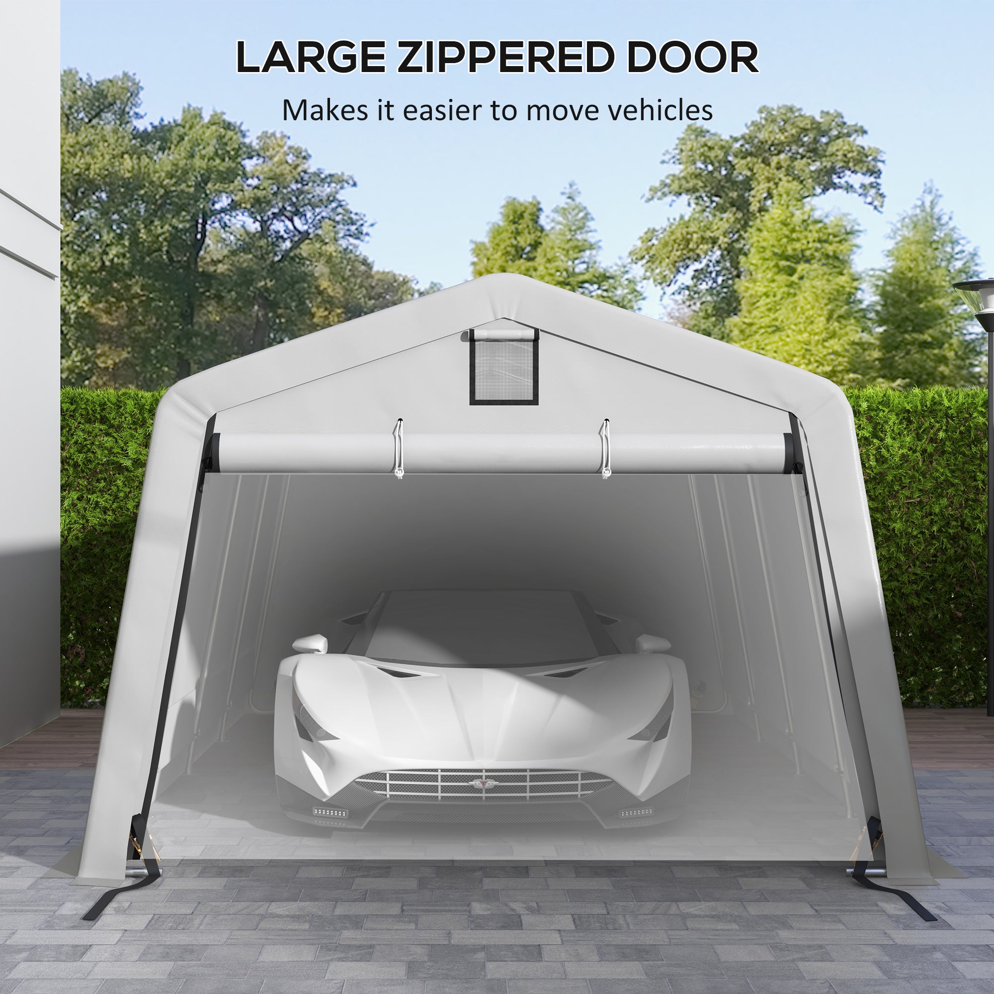 Outsunny 11' x 20' Heavy Duty Carport, Portable Garage Canopy Tent with 2 Ventilation Windows and Large Door, for Car, Truck, Boat, Motorcycle, Bike, Garden Tools, Grey