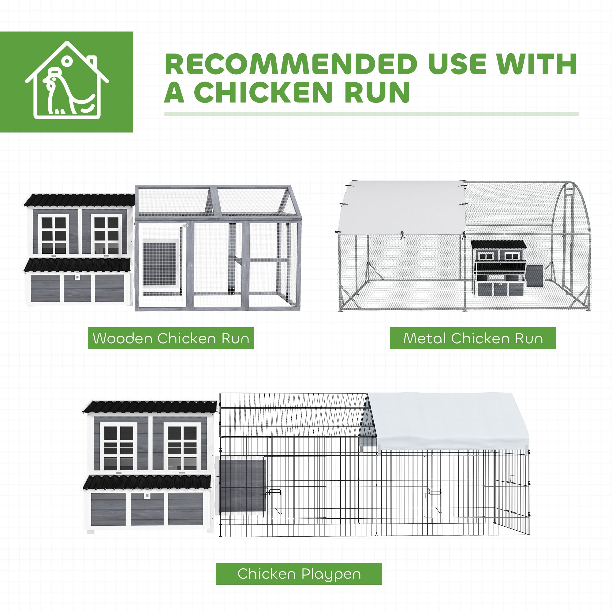 PawHut Wooden Chicken Coop, 39" Chicken House with Nesting Box, Pull-Out Tray, Waterproof Roof, Hen House Outdoor Poultry Cage for 4-6 Chickens, Rabbits, Small Animals, for Backyard, Light Gray