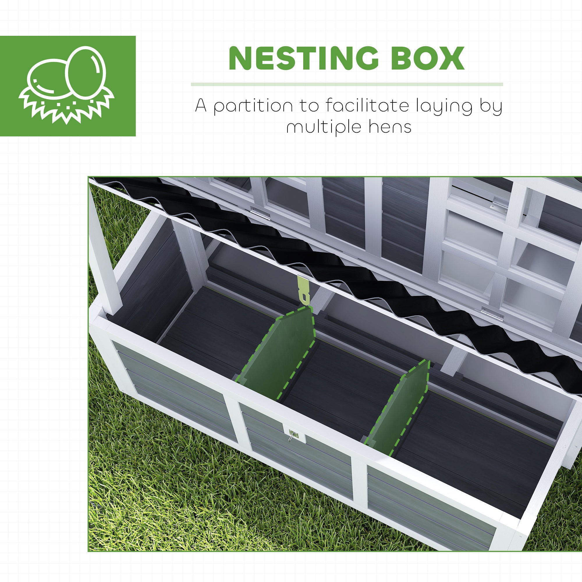 PawHut Wooden Chicken Coop, 39" Chicken House with Nesting Box, Pull-Out Tray, Waterproof Roof, Hen House Outdoor Poultry Cage for 4-6 Chickens, Rabbits, Small Animals, for Backyard, Light Gray