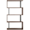 HOMCOM 5-Tiers Geometric Wooden Bookcase S-Shaped Storage Bookshelf Display with Metal Frame for Living Room, Bedroom, Home Office, Walnut