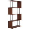 HOMCOM 5-Tiers Geometric Wooden Bookcase S-Shaped Storage Bookshelf Display with Metal Frame for Living Room, Bedroom, Home Office, Walnut