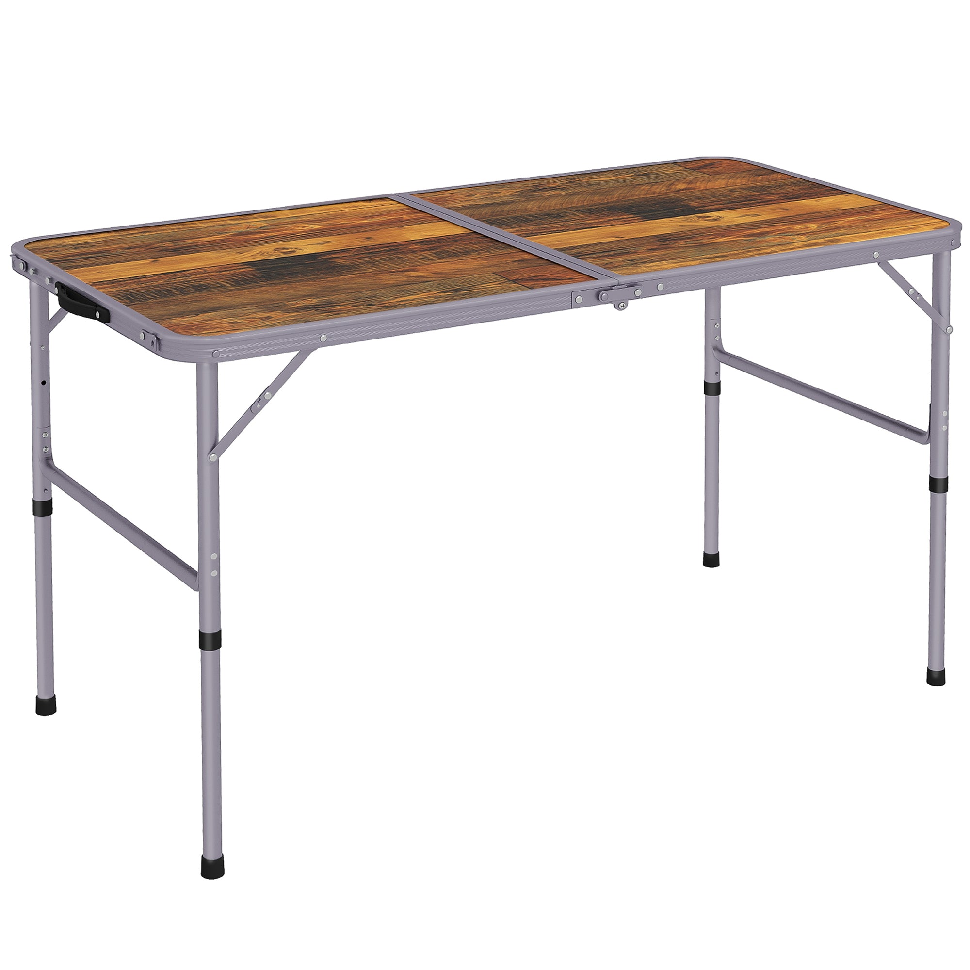 Outsunny 35.5" Folding Picnic Table with 2 Adjustable Heights, Outdoor Portable Camping Table with Handle, Lightweight Aluminum Frame, for BBQ, Party, RV Trips, Coffee