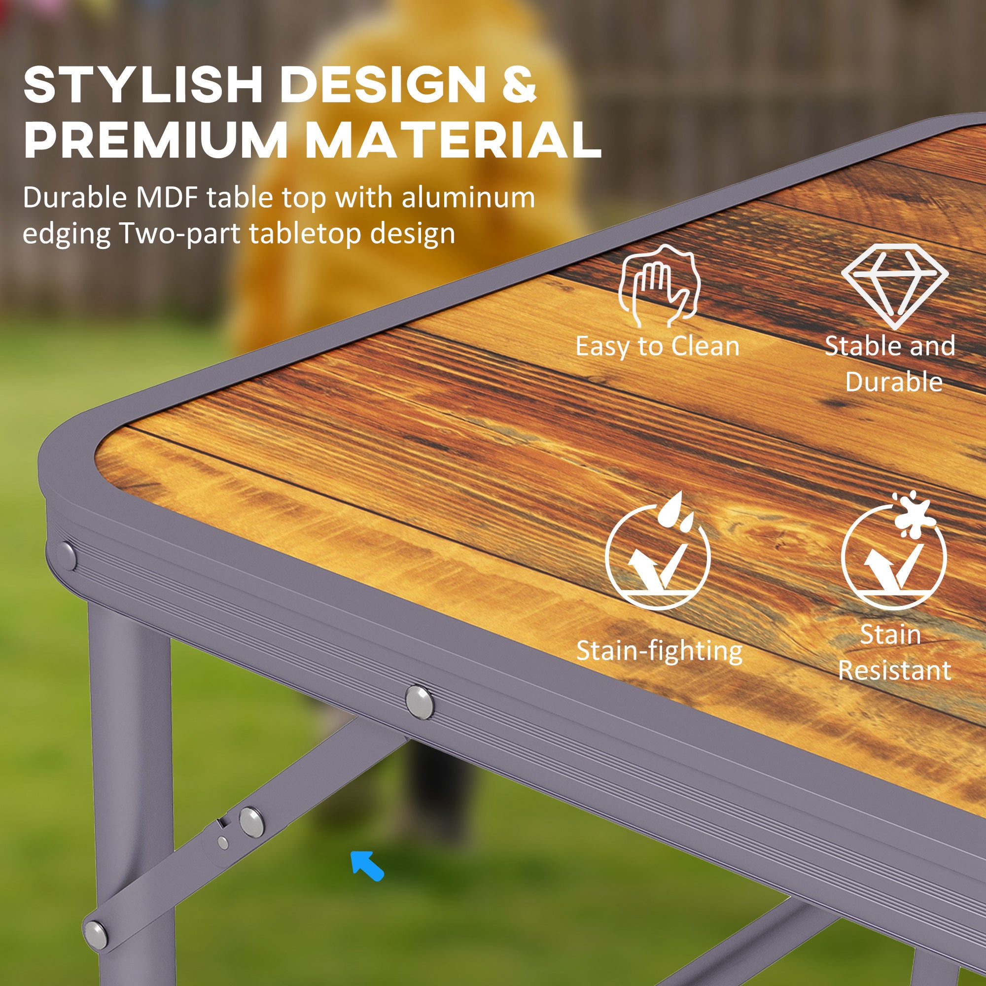 Outsunny 35.5" Folding Picnic Table with 2 Adjustable Heights, Outdoor Portable Camping Table with Handle, Lightweight Aluminum Frame, for BBQ, Party, RV Trips, Coffee