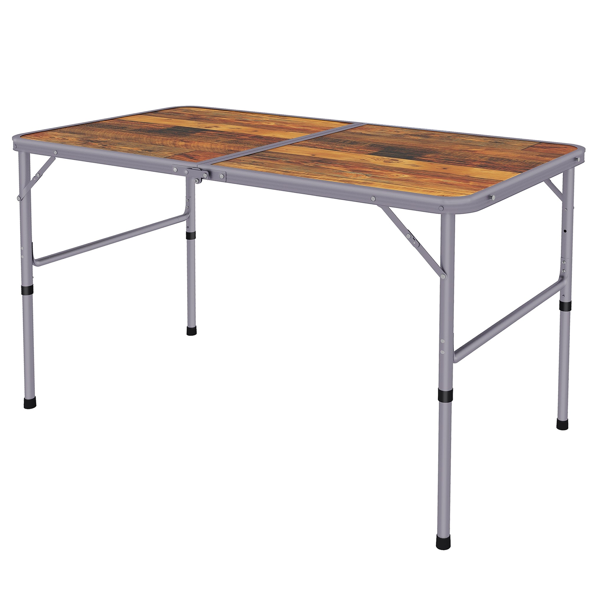 Outsunny 35.5" Folding Picnic Table with 2 Adjustable Heights, Outdoor Portable Camping Table with Handle, Lightweight Aluminum Frame, for BBQ, Party, RV Trips, Coffee