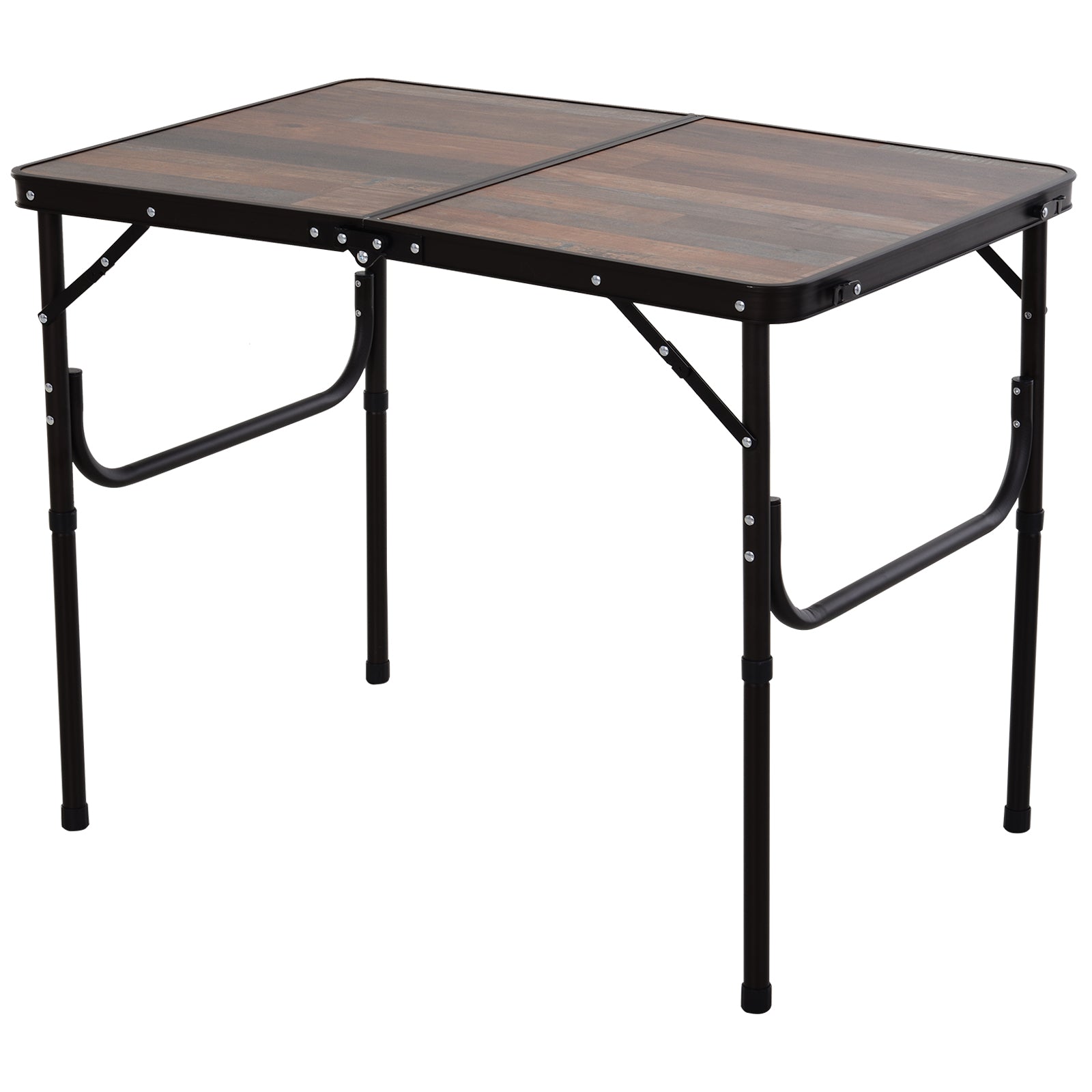 Outsunny 35.5" Folding Picnic Table with 2 Adjustable Heights, Outdoor Portable Camping Table with Handle, Lightweight Aluminum Frame, for BBQ, Party, RV Trips, Coffee