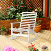 Outsunny Patio Rocking Chair Non-slip Porch Rocker for Balcony Garden Terrace Bamboo White