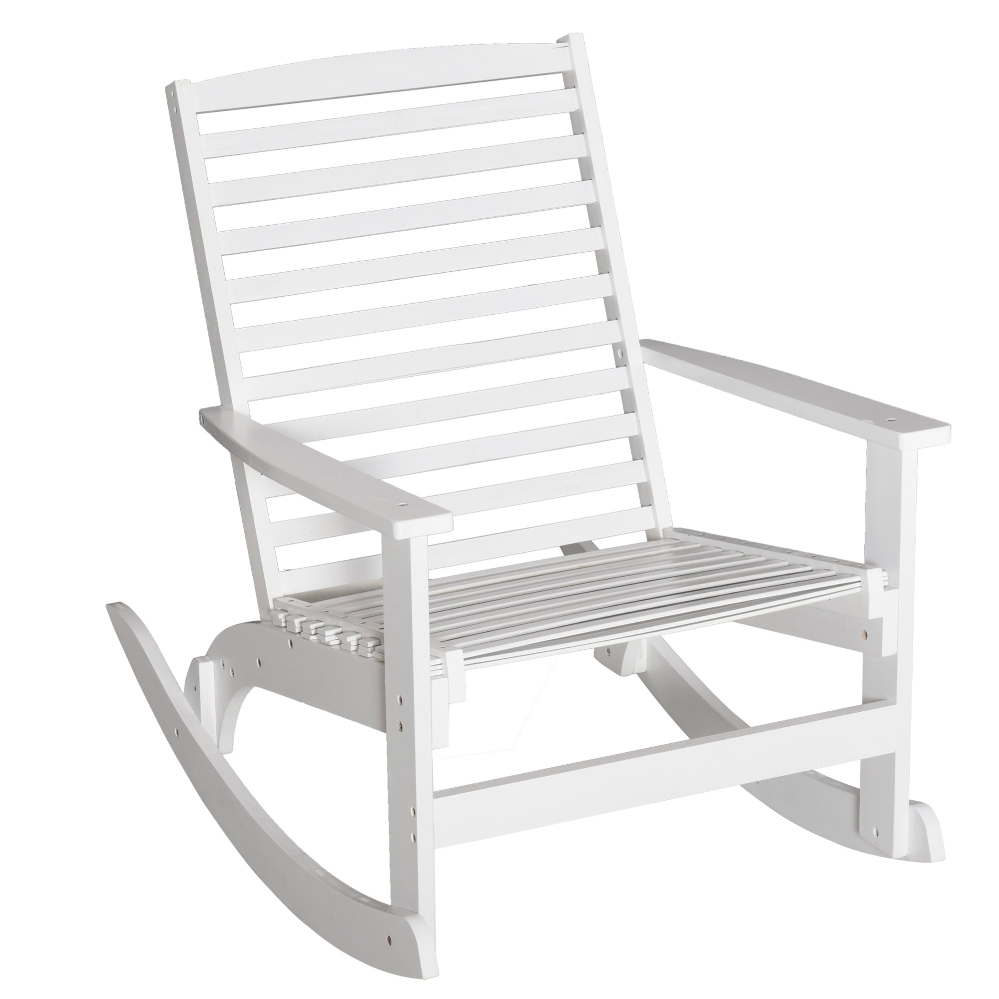 Outsunny Patio Rocking Chair Non-slip Porch Rocker for Balcony Garden Terrace Bamboo White